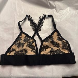 Victoria’s Secret Pink Elegant Black and Nude Lace Bralette